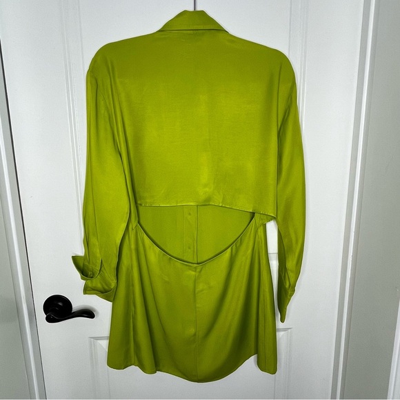 NWT Zara Lime Green Button-Down Shirt Dress - Women’s Size Large - Picture 6 of 9
